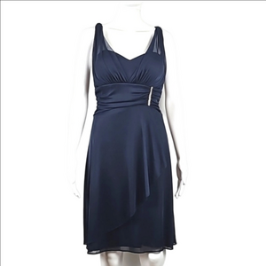 Betsy & Adam by Linda Bernell Navy Blue Sleeveless Drapey Coctail Dress